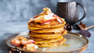 The FLUFFIEST Pumpkin Pancakes (Secretly Healthy!) - Hot Chocolate Hits
