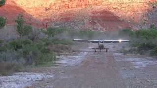 Cessna 180 landing at Mexican Mountain, UT (Rwy 29)