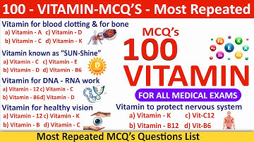 100 mcqs on vitamins | mcqs on vitamins in english | important mcq of vitamins | vitamin mcq video