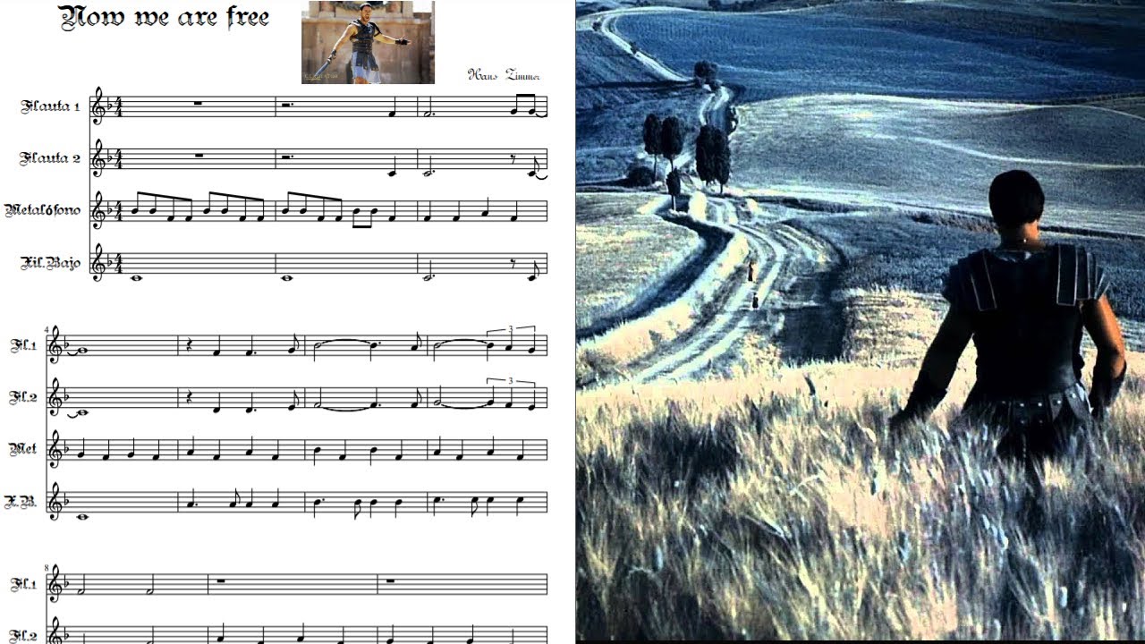 Gladiator We Are Free Honor Him Partitura Flauta Dulce Hans Zimmer Sheet Music Youtube