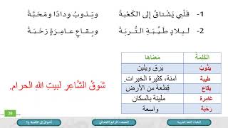 درس قصيدة أشواق إلى الكعبة ج1- لمادة اللغة العربية الصف الرابع الفصل الثاني المنهاج القطري