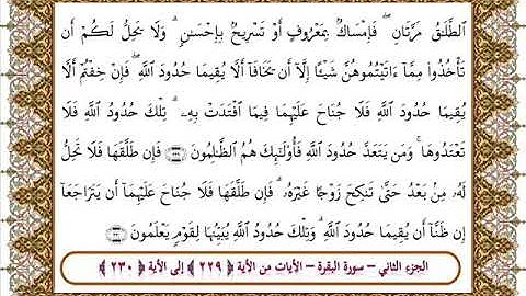 سورة البقرة من الأية 229- 230 بصوت الشيخ على جابر