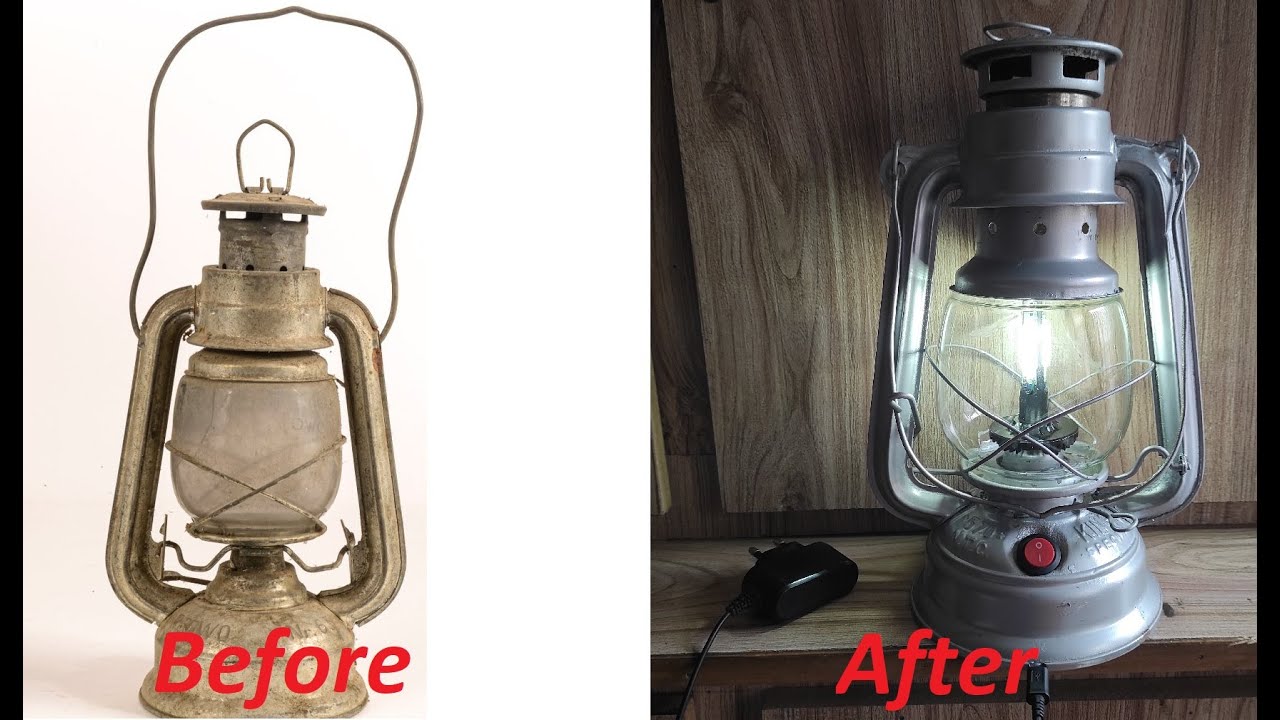 DIY How to make Electric Lamp from a Kerosene Lamp 