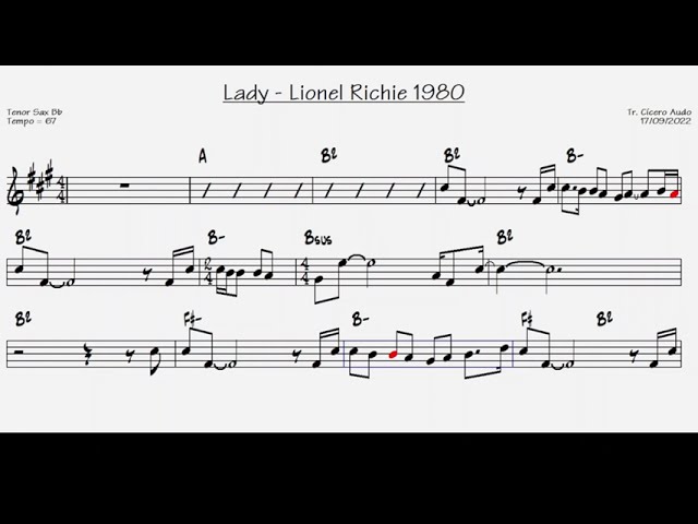 Lady - Lionel Richie 1980 (Tenor Sax Bb) Sheet music class=