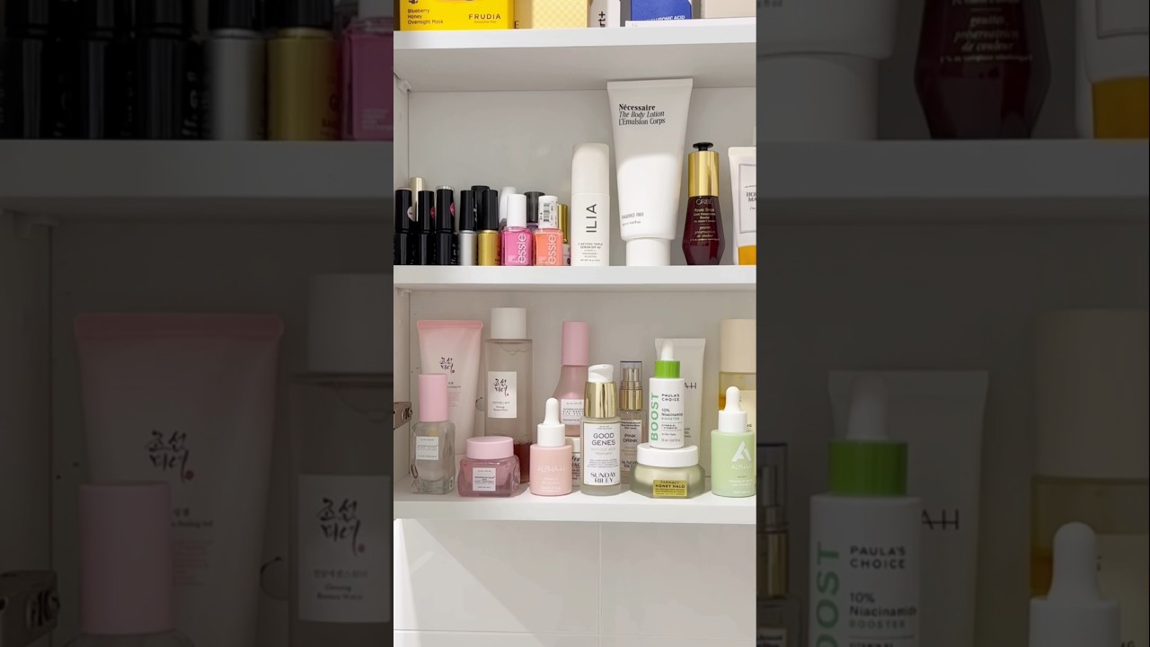 Organizing the skincare shelf 