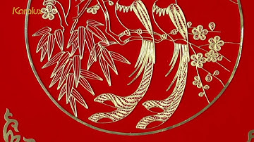 Quà tặng đám cưới, kỷ niệm ngày cưới: Tranh trúc mai song hỷ mạ vàng