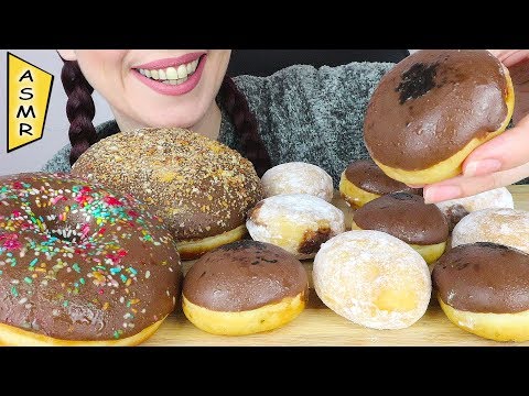 ASMR Eating Dessert: Massive & Mini Donuts filled with Chocolate Spread | No Talking