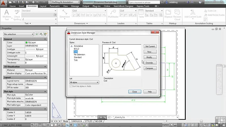 Beginners Autodesk AutoCAD 2014 Tutorial | Advanced Dimensioning Tools And Settings
