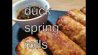 How to make Duck Spring Rolls, crispy pastry filled with spiced duck and vegetables