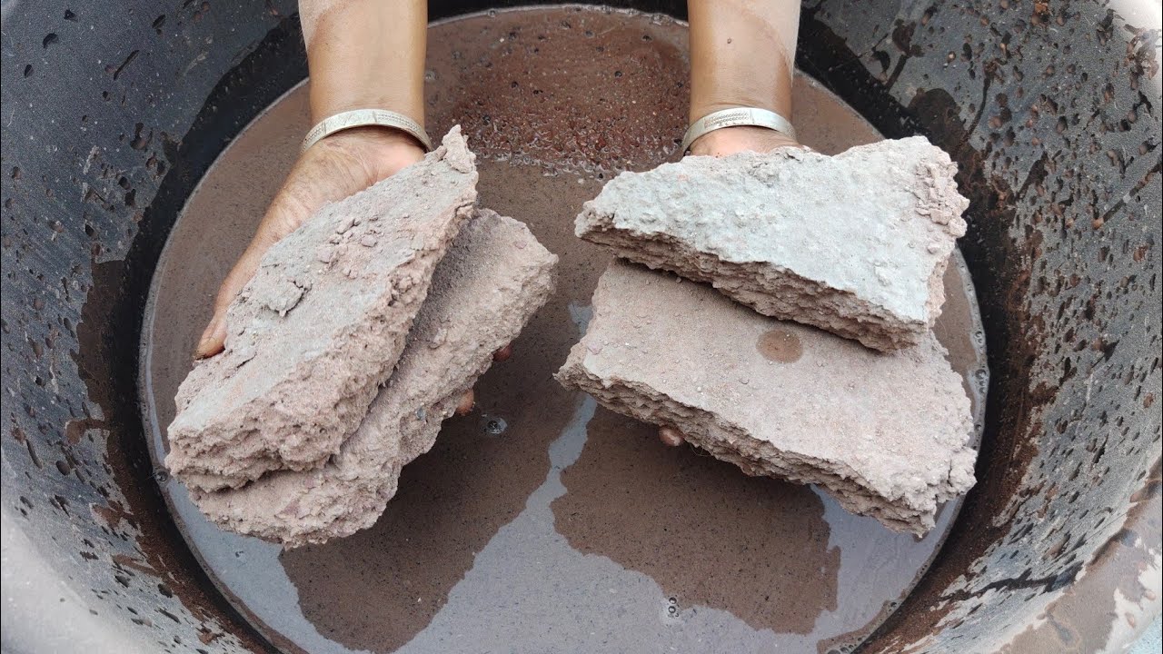 Soft dusty gritty red sand cement  water 💦 crumbling ||ASMR|| @saasmr