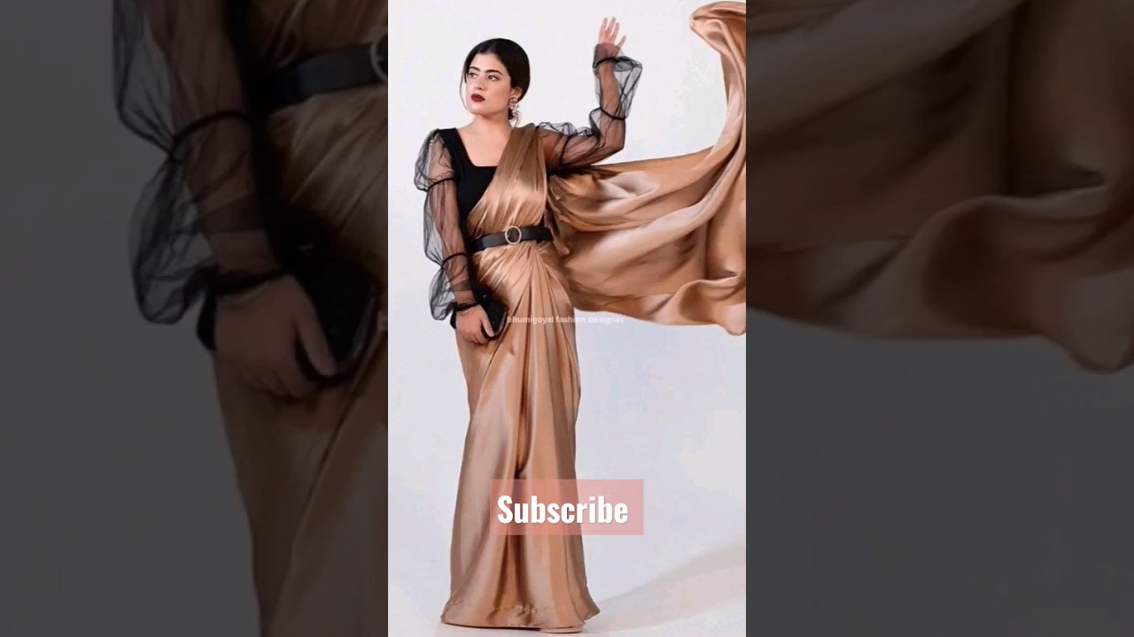 Satin silk saree blouse combination 