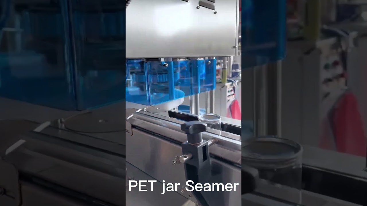 PET jar Seamer Machine, Automatic Aluminum Foil Lid Sealing Machine for Plastic Can,  Sealer 