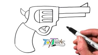 How to Draw a Gun / Revolver / Easy Step by Step Drawing Guide Tutorial