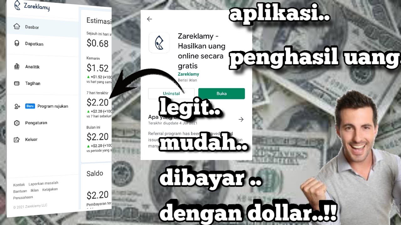 aplikasi zareklamy penghasil uang || aplikasi penghasil uang terbaru 2021