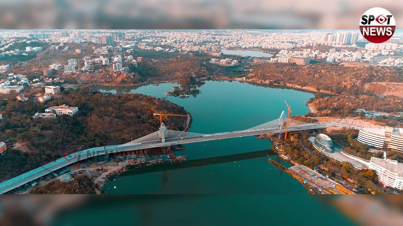 Durgam Cheruvu Cable Bridge DRONE VISUALS Hyderabad Latest News Spot News YouTube