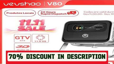 A must-have product! VEVSHAO V80 4K Projector Full HD1080P 2200 Anis Lumens Android 11.0 WiFi 6 Vi