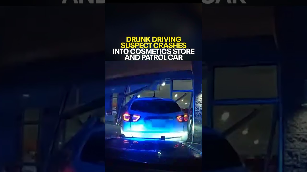 Drunk driving suspect crashes into cosmetics store and patrol car during chase