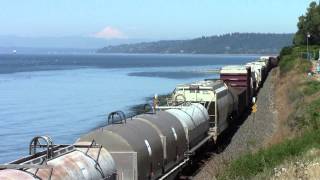 BNSF 6543 and UP 6065 Lead Manifest at Edmonds, WA 8-6-13