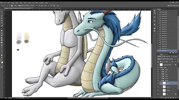 Digital Painting - Dragons Nadine and Cielo (Pintura Digital - Dragões Nadine e Cielo)