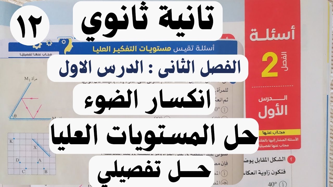 حل اسئلة المستويات العليا انكسار الضوء - فيزياء تانية ثانوى 2025 - كتاب الامتحان | مستر أحمد هشام