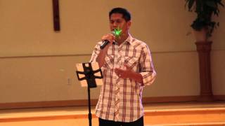 Marv singing Ikaw at the Filipino fiesta, Church of the Resurrection