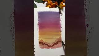 Watercolor Painting sunset landscape #howto #art #watercolor #shorts