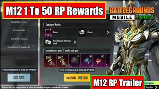 BGMI M12 RoyalPass 1 To 50 RP Rewards | M12 RP Trailer