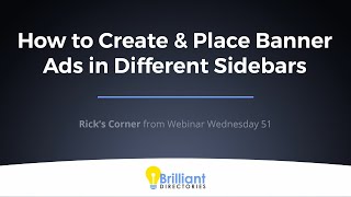 How to Create & Place Banner Ad in Different Sidebars ✨ Brilliant Directories Advertisement Tutorial
