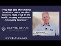 John, CEO of QXC Communications was rear ended in a terrible car accident. He was physically injured and reached out to David Eltringham. See how Eltringham Law Group of Boca...