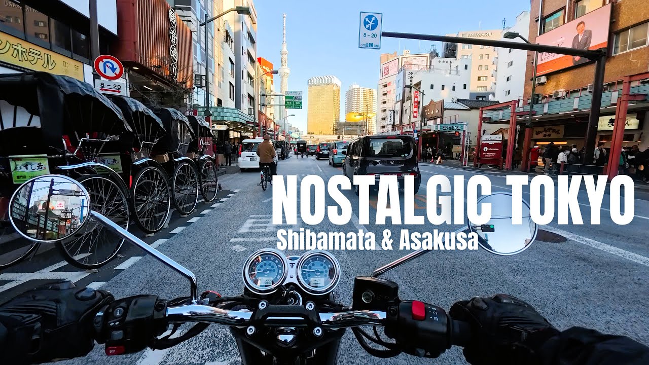 [4K] Nostalgic Tokyo Ride 🏮 | Shibamata to Asakusa | Triumph Bonneville T100 ASMR