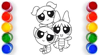 Powerpuff girls drawing , colouring & painting 🎨 👧 | for kids and toddlers _ kids art .