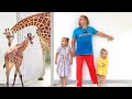 Alice and Dad play with Wild Animals and Birds in Stories for Children