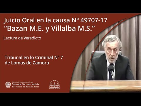 TOC Nº 7 de Lomas de Zamora. Juicio en la causa Nº 49707-17. Lectura de Veredicto