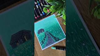 Rainy Night House Drawing 🌧️ | Easy Oil Pastel Art Tutorial