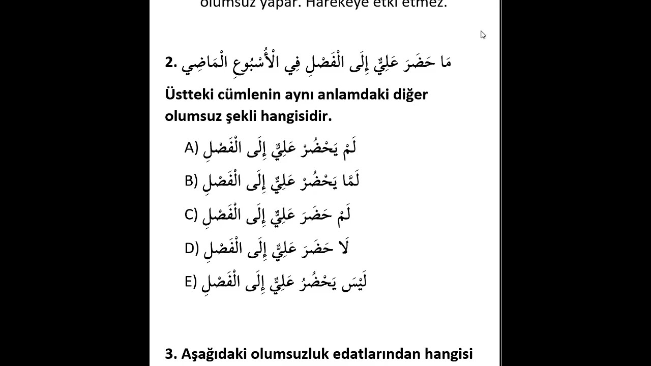 NEFİY (OLUMSUZLUK) SORU ÇÖZÜMLERİ