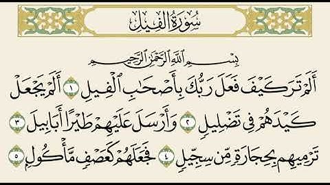 سورة الفيل مكررة ٥ مرات ا ص | Surat Al-Fil repeated 5 times