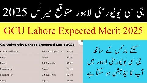 GC University Lahore Expected Merit 2025 || GCU Lahore Merit List