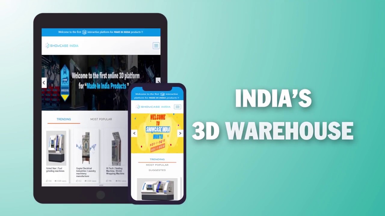 Showcase India - First 3D B2B ecommerce website portal for Indian manufacturing companies, industry