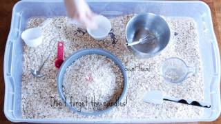 Birthday Sensory Bin with Oats
