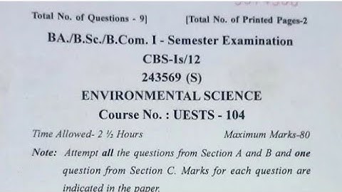 B.A/B.sc 1st Semester environmental science previous years question papers|| Jammu University.