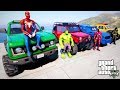 Superheroes Cars Challenge At The Beach With Spiderman, Iron man, Hulk - GTA V MODS