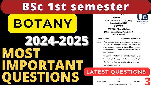 BSc 1st Semester Botany Most Important Questions 2024-2025 | Latest Questions2025 | BSc 1st year