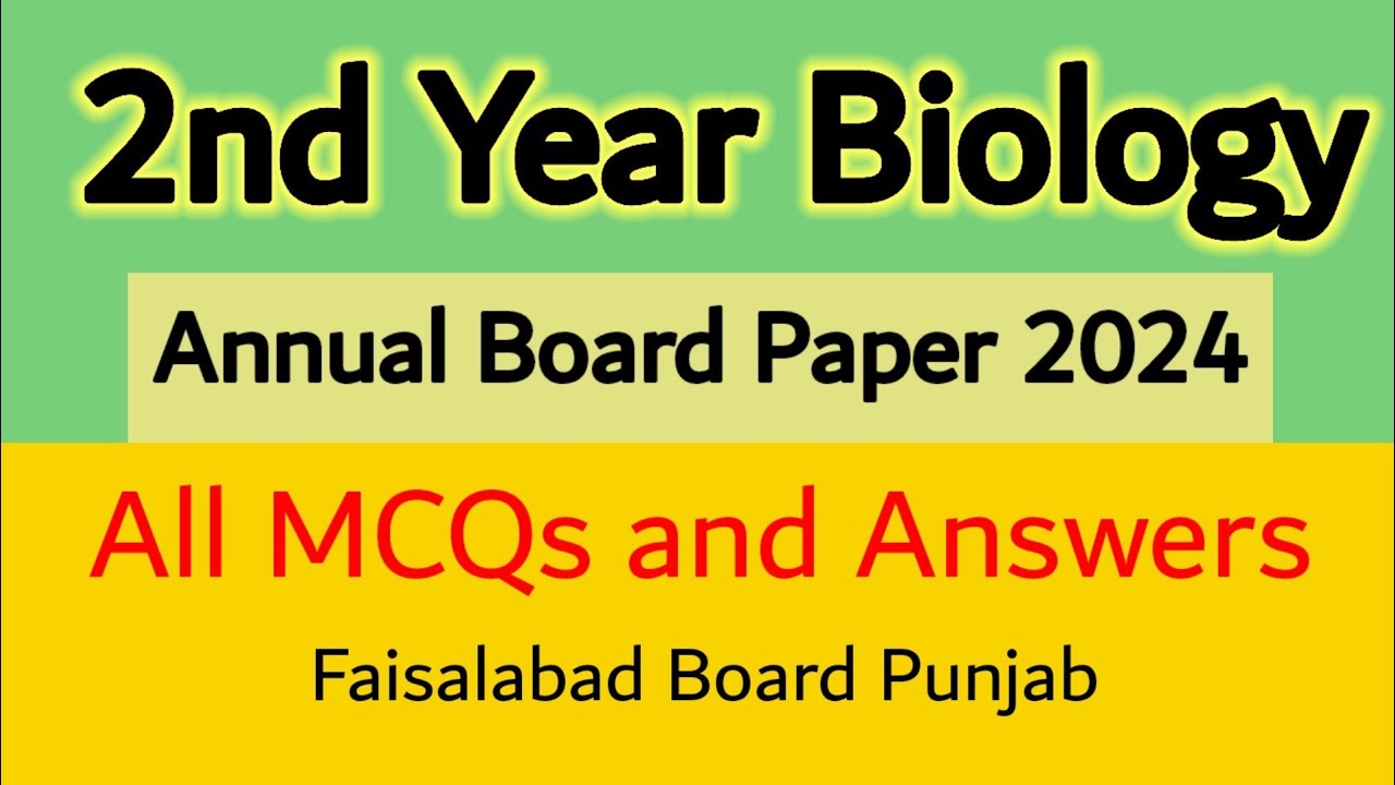 2nd Year Biology 2024 Annual Board Paper MCQs and Answers - YouTube
