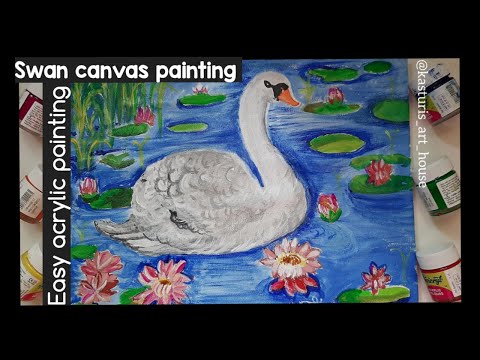 Easy Swan Canvas Painting For Beginners / Easy Acrylic Painting / Step By Step Tutorial ....