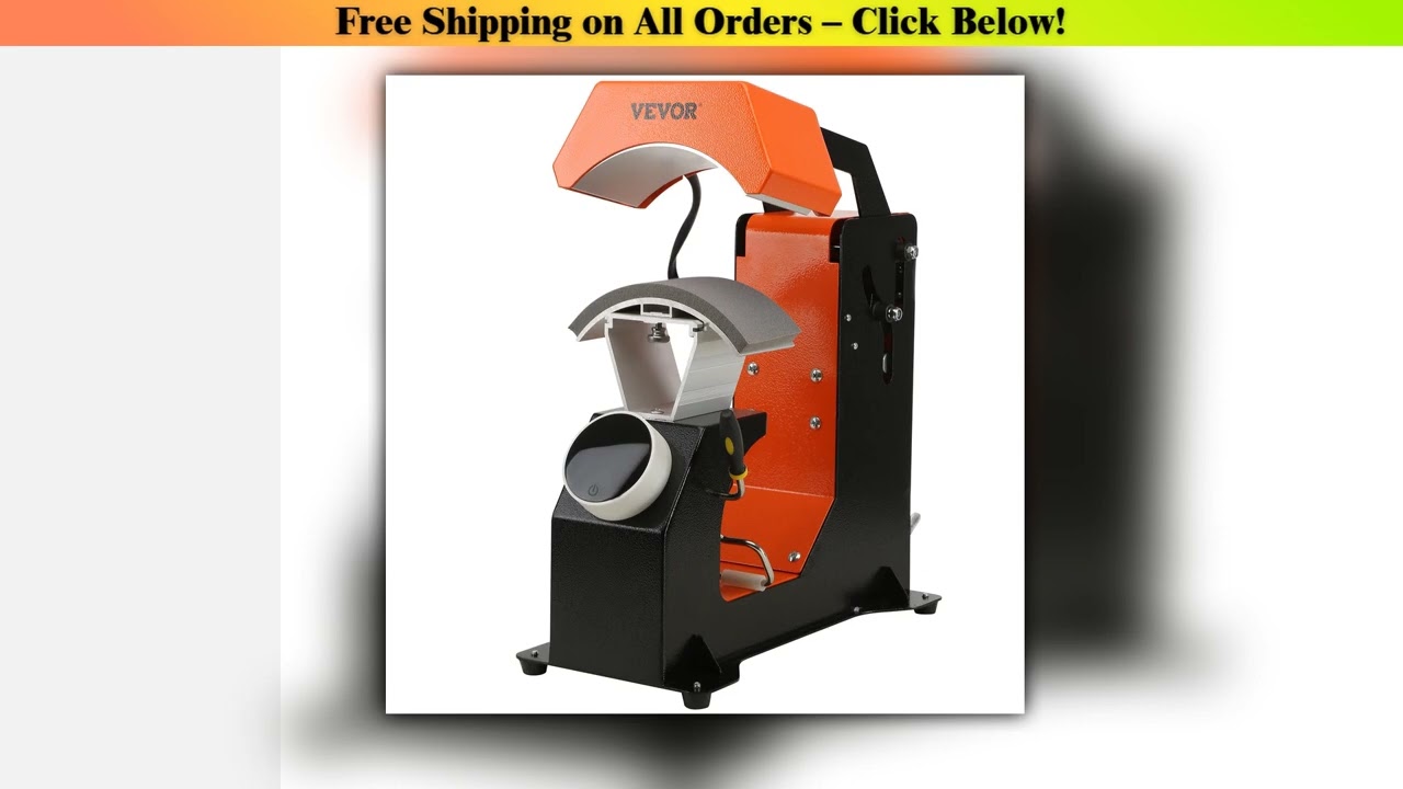 SucceBuy 3in1 Auto Hat Cap Heat Press Machine 6.4x3.5in Press Knob Clamshell Sublimation Transfer