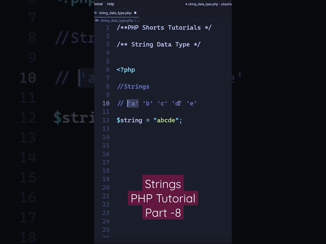 PHP Tutorial: String Data Type - Part -8 #shorts #phptutorial class=