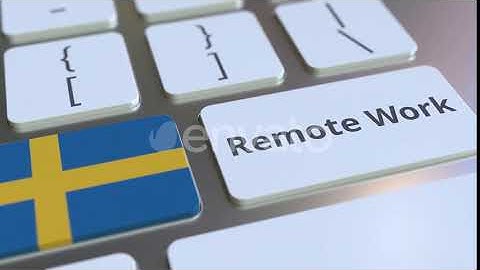 Remote Work Text and Flag of Sweden on Computer Keyboard | Motion Graphics - Envato elements
