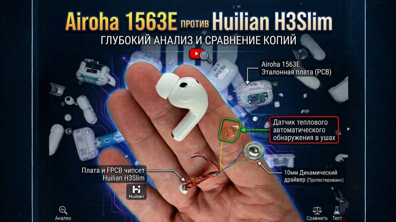 Сравнение и разбор базовых версий AirPods Pro 3 от Huilian H3Slim и Airoha 1563E