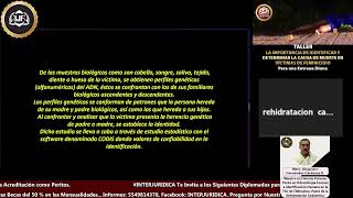 TALLER: TALLER: LA IMPORTANCIA DE IDENTIFICAR Y DETERMINAR LA CAUSA DE MUERTE EN VÍCTIMAS DE FEMINIC