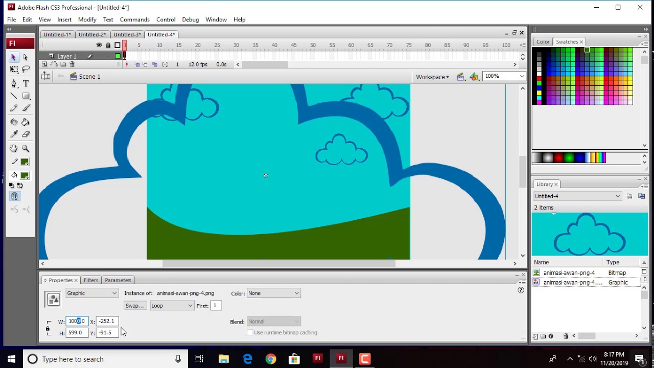 tutorial membuat pemandangan denganadobe flash professional CS6 - YouTube